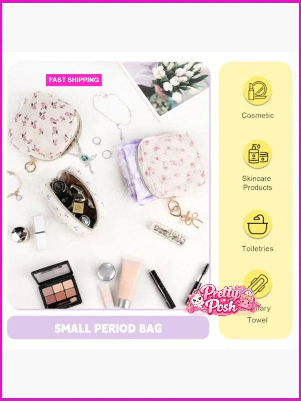 Corduroy Mini Travel Makeup Pouch, Small Cosmetic Bag for Purse